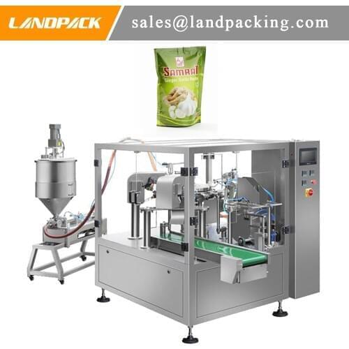 Ginger Garlic Paste Filling Machine Liquid Sauce Paste Rotary Doypack Packaging Machine