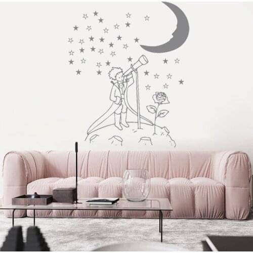 Cartoon Character Little Prince Stars moon Wall Stickers For Kids Baby Rooms Art Mural Home Decor Peel & Stick Vinly Wallpaper