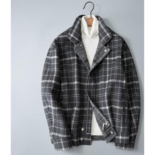 Plaid Mens 2020 Wool Autumn Very Good Quality Double-sided Woolen Mens Baseball Jacket Solid Outerwear Winter Coat 1951