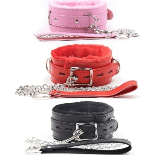 Lovers SM Leather Soft Fluff Dog Neck Collar Flirt Erotic Bondage Women Role-play Adult Games BDSM Products Sex Toys For Couples