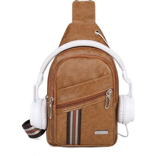 Chest Crossbody Bags Men Leather Sling Shoulder For Messenger Zipper Backpack Waterproof Fashion Youth Trend Mobile Phone Bag