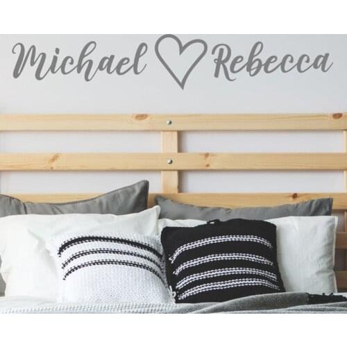Custom Couple Names Wall Sticker Decal | Vinyl Lettering Heart Romance Adhesive Bespoke Personalised A1-072