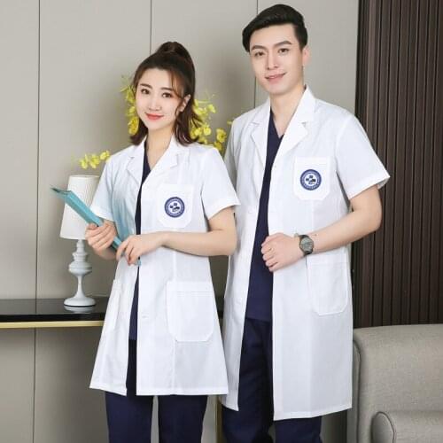 Korean Style White Coat Doctor and Nurse Clothes Short Sleeve Beauty Dentistry Pet Hospital Overalls Medical Uniforms