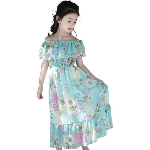 Dress For Girls Floral Beach Dress For Girl Bohemia Style Summer Dress Kids Casual Style Girls Clothing 6 8 10 12 14
