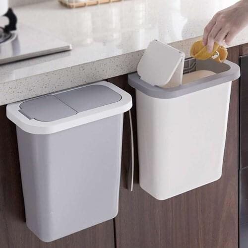 Kitchen cabinet door hanging dustbin, wall-mounted dustbin dustbin garbage storage garbage bin white gray