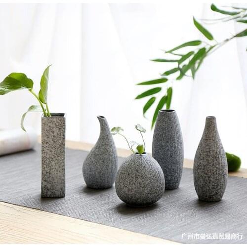 Modern Vase Jar Small Retro Indoor Floor Vase Minimalist Decor Office Accessories Porcelain Ceramic Jarrones Vases BG50VS