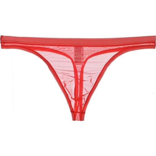 Mens Underwear T-Back Sexy Briefs Breathable Tangas Thong Lingerie Fashion Breathless Thongs Male Gay G-String See Through