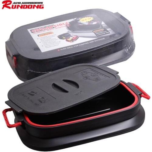 37L bin folding retractable garbage bin bucket black capped OPP suction packaging