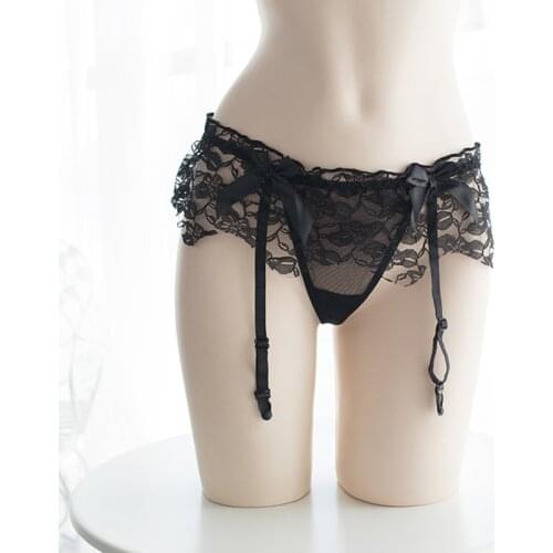 Women Sexy Lace Transparent Garters And Panties Adjustable Suspender Belt For Stockings Bride Wedding Garters Erotic Lingerie