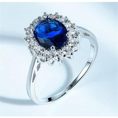 DY Princess Diana William Kate Sapphire Emerald Ruby Gemstone Rings For Women Wedding Brand Fashion Jewelry 925 Sterling Silver