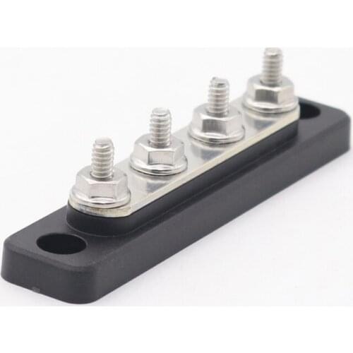 12/24V Terminals Power Distribution Block Busbar with Transparent Cover Heavy Duty 4 Way Terminal Bus Bar