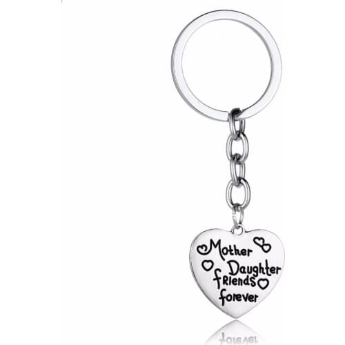 12PC/Lot Mother Daughter Friends Forever Heart Charms Keychain Jewelry Family Keyrings Mom Mothers Day Key Chain Key Ring Gifts