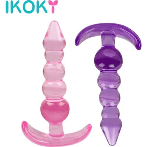 IKOKY Anal Beads Jelly Anal Plug G-spot Prostate Massager Silicone Adult Sex Toys For Woman Men Gay Butt Plug Erotic Products