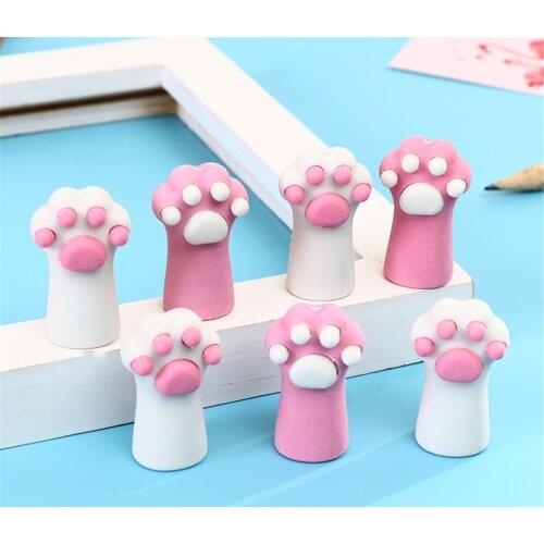 3pcs/set Cat Paw Erasers Kawaii Stationery Pencil Cap Erasers for Kids Correction Tools Pen Topper Eraser Set School Supplies