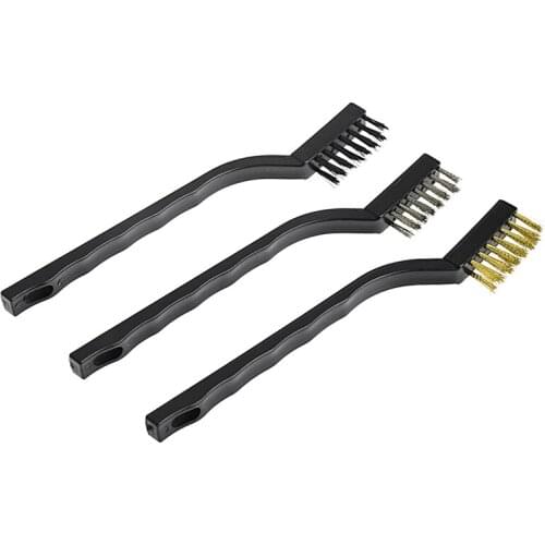 3pcs Mini Wire Brush Steel Brass Set Nylon Cleaning Polishing Detail Metal Rust