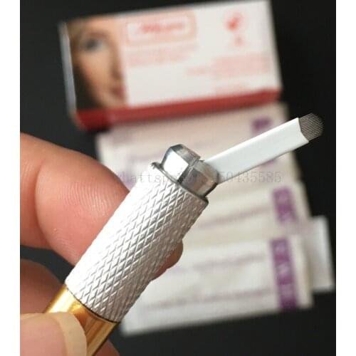 50PCS/box Ushape 16 Pin 0.2mm Diameter Permanent Makeup Eyebrow Tattoo Embroidery Microblading Blade Tattoo accesories