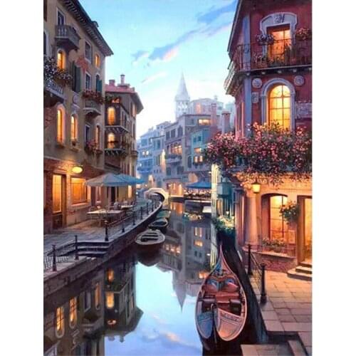 5D Diamond Embroidery Venice Night Landscape Full Square Diamond Painting DIY Diamond Mosaic Rhinestones Wedding Decor FG1226