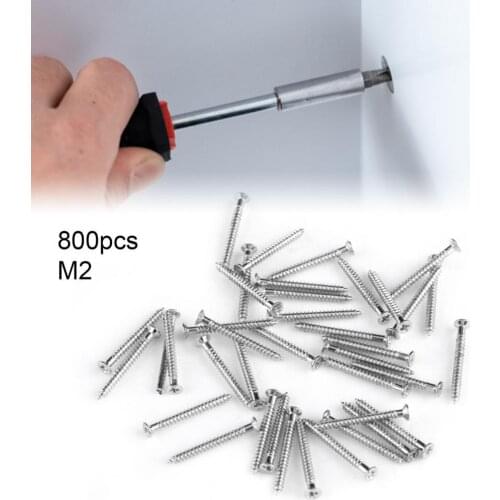 800Pcs M2 Phillips Screw Burr-free 304 Stainless Steel Professional Countersunk Cross Screws for Quick-installing Fastener