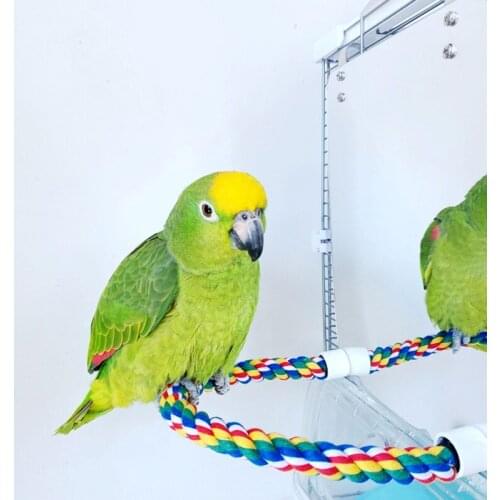Acrylic Bird Mirror with Rope Perches Bird Toys Swing Comfy Perch for Parakeet