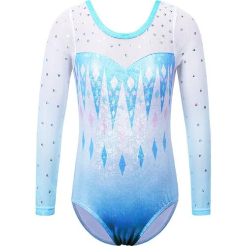 BAOHULU Long Sleevess Ballet Leotard for Girls Sequin Mesh Dance Gymnastics Outfit Toddler Gradient One Piece Practice Bodysuit