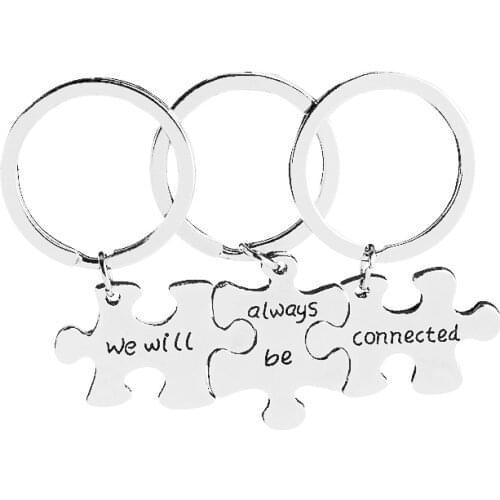 We will always be connected keychains 3 bff key chains gift for Best Friend soul mate forever mothers day Gift car key holder