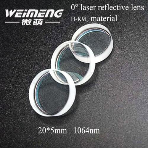 Weimeng brand factory directly best quality 20*5mm H-K9L material 1064nm laser 0 degrees full reflector lens for laser machine