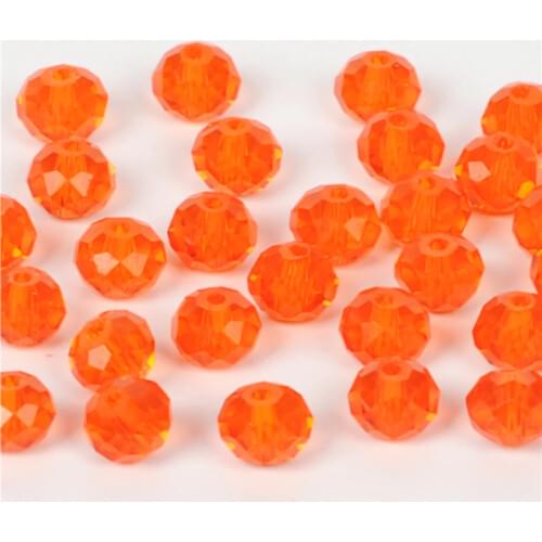Beads for Jewelry Making Orange Color Crystal Glass Faceted Rondelle Beads 10mm Approx 70Pcs Yiwu