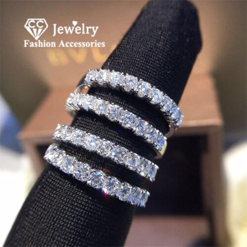 CC Wedding Rings For Women S925 Silver Cubic Zirconia Simple Ring Bridal Propose Engagement Fine Jewelry Accessories CC3119