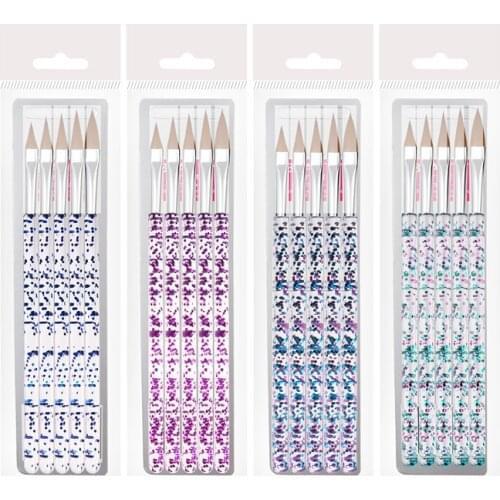 CHNRMJL 5Pcs/set Nail Art Acrylic Liquid Brush Powder Sequins Design Handle Carving Painting Drawing Pen 3D DIY Manicure Tools