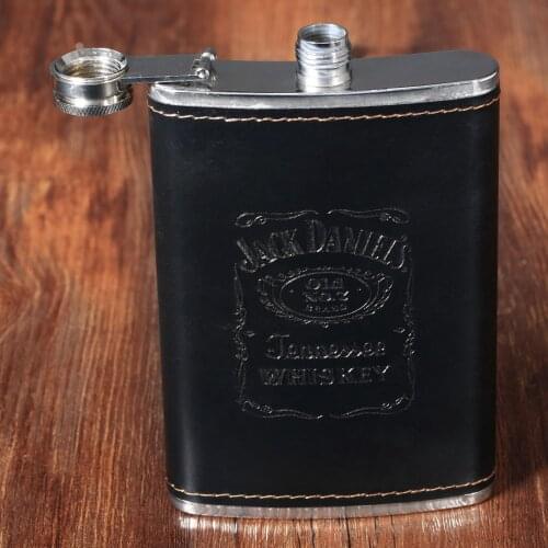 9oz Package Leather Pocket Stainless Steel Liquor Whiskey Alcohol Flagon Hip Flask Wine Bottle Groomsmen Gifts Flask