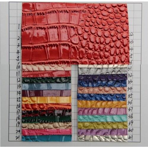 Glossy surface crocodile grain synthetic PU leather cloth backing for Bags, shoes, belts, home, musical instruments, furniture
