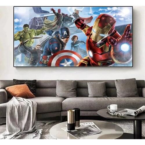 Marvel Avengers Superhero Anime Canvas Painting Iron Man Poster and Prints Wall Art Picture for Living Room Kids Room Decor Gift