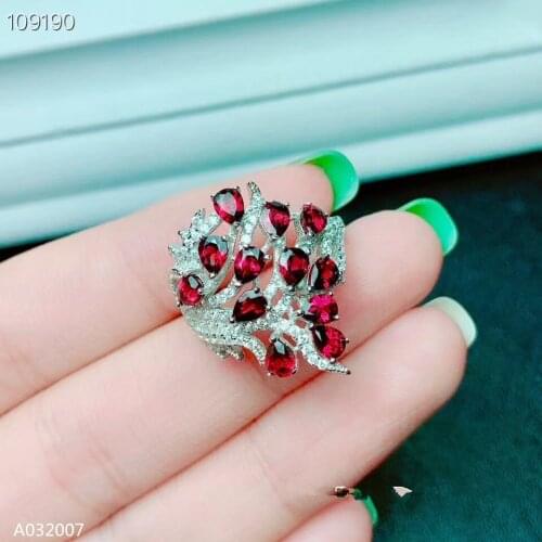 KJJEAXCMY boutique jewelry 925 sterling silver natural magnesium aluminum garnet girl ring net body new luxury leaf