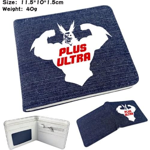 Anime My Hero Academia Short Denim Wallet Photo Card Holder Bifold Casual Student Teenger High Quality Mens Womens Purse