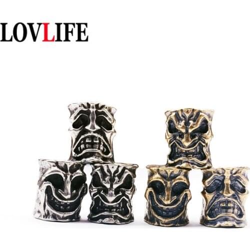 Brass Smile Angry Sad Face Beads Keychains Pendants Jewelry Handmade Umbrella Rope Lanyard Hangings DIY Knife Bead Accessories