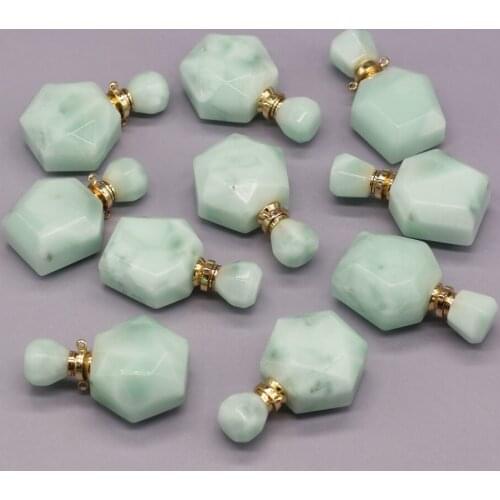 Hot Sale Natural Stone Perfume Bottle Green Angel Faceted Pendant For Jewelry Making Charms DIY Necklace Accessory