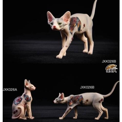 1/6 Scale Simulation JXK tattoo version of Sphinx (hairless cat) simulation animal model static decoration mode play