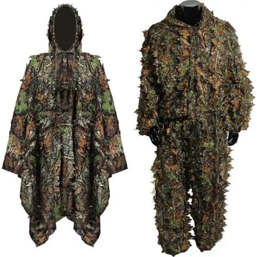 New Hunting Clothes 3D Camo Leaf Ghillie Suits Airsoft Sniper Birdwatch Tactical Woodland Camouflage Clothing Jacket And Pants
