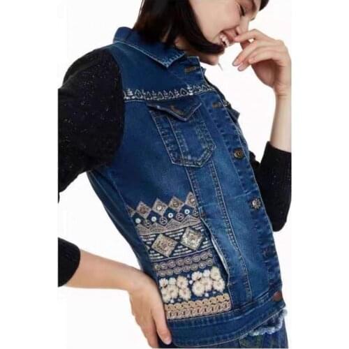 Desigual new autumn 2021 design of heavy embroidered denim with a stitched jacket