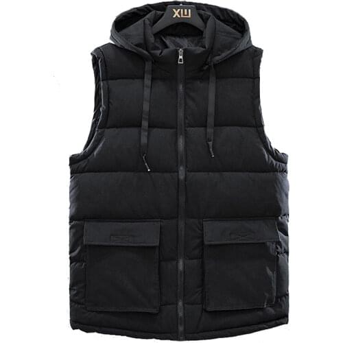 New Mens Vest Autumn Winter Black Sleeveless Jackets With Pockets Warm Casual Thicken Waistcoat Plus Size Men Waistcoat XL-5XL