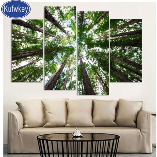 New 2020 Green Forest Diamond painting 4pcs cross-stitch Full square diamond embroidery sale DIY diamond mosaic round Leaves