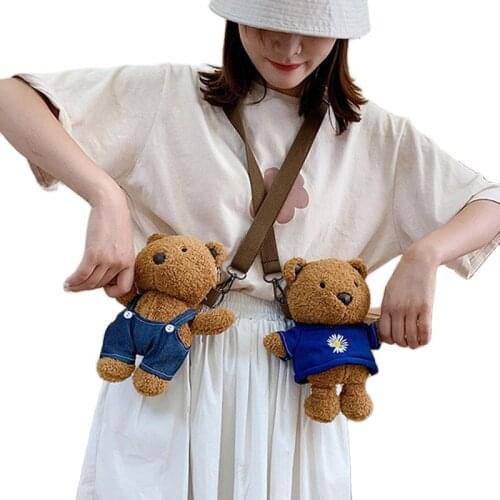 Wholesale 6pcs/lot New 22cm Cute Cartoon Styles Animal Bear Plush Backpacks Soft Bear Stuffed and Plush Toys Bag for Kids