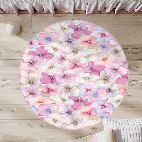 Pembe Çocuk Odası Halısı renkli çiçek pembe mor mavi