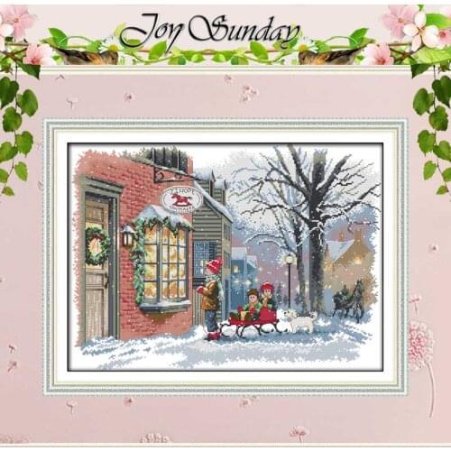 Christmas Wishes Patterns Counted Cross Stitch 11CT 14CT Cross Stitch Sets Landscape Cross Stitch Kits Embroidery Needlework