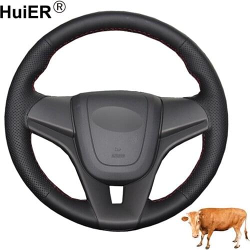 Hand Sewing Car Steering Wheel Cover Top Layer Cow Leather Volant For Chevrolet Cruze 2009-2013 2014 Aveo 2011-2014 Orlando 2010