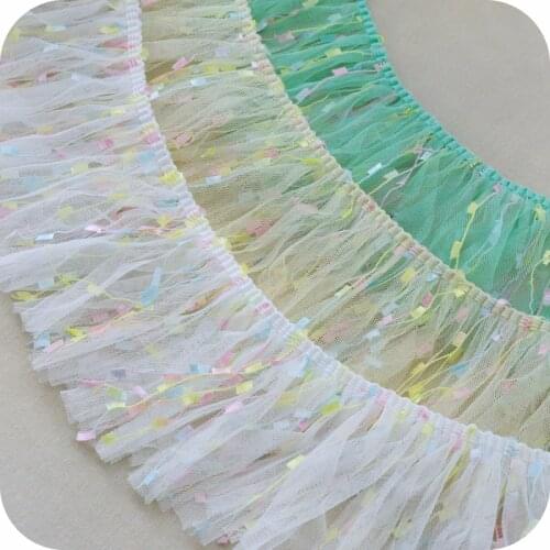 10cm Candy Color Mesh Lace Ribbon with Fringe DIY Apparel Sewing Fabric Dress Clothing Girls Doll Decoration Lace Tape
