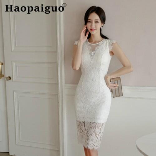 Mesh Patchwork Wrap Bodycon Dress Summer V-neck Casual Office Dress Women Sheath Midi White Dress Plus Size Women Clothes 2020