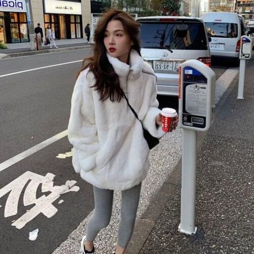 Faux Fur Coat Fur Coat Women Jacket Womens Winter Jacket Plus Velvet Coats Woman Winter 2021 Solid Overcoat Female Plush Jacket