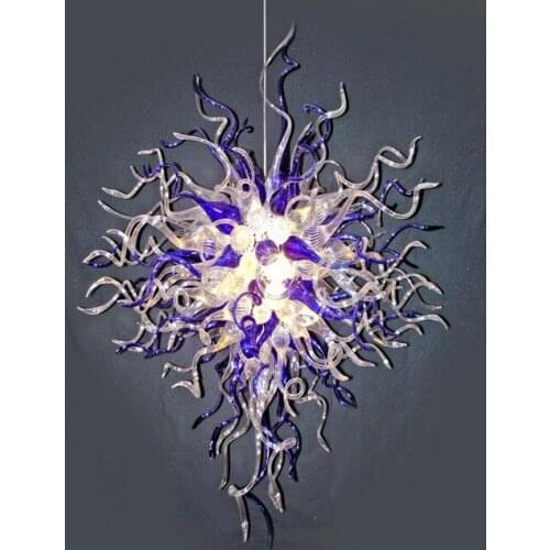 Modern Blue and Clear Glass Chandelier for Living Room Art Deco