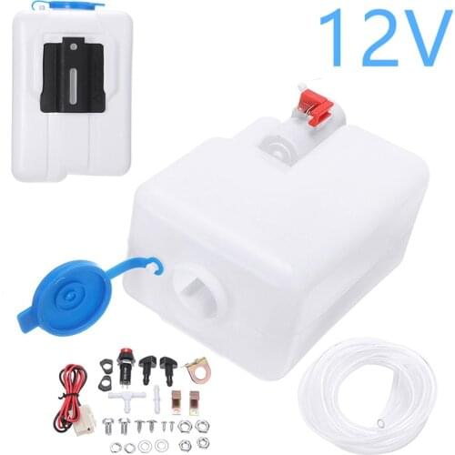 Universal 1 Set 12V Car Windshield Washer Bottle Kit with Pump Jet Button Switch Cleaning Tools Set
